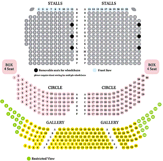 Lyceum Theatre, Crewe Seating Plan, view the seating chart for the