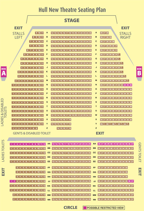 Hull New Theatre Seating Plan, view the seating chart for the Hull