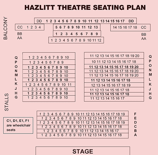 Hazlitt Arts Centre Seating Plan